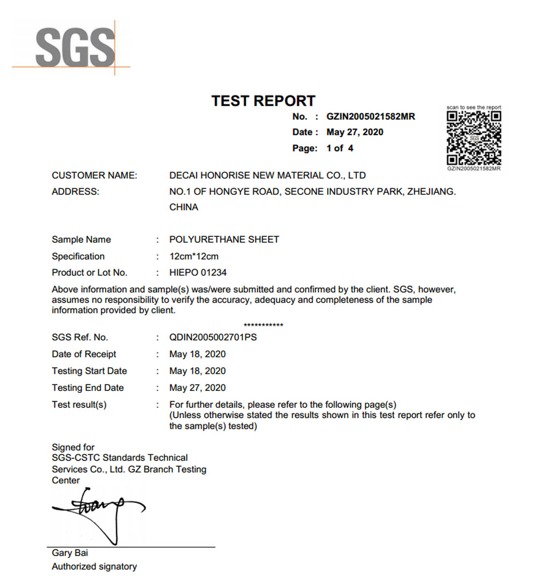 Antistatic PU sheet SGS Test Report-1